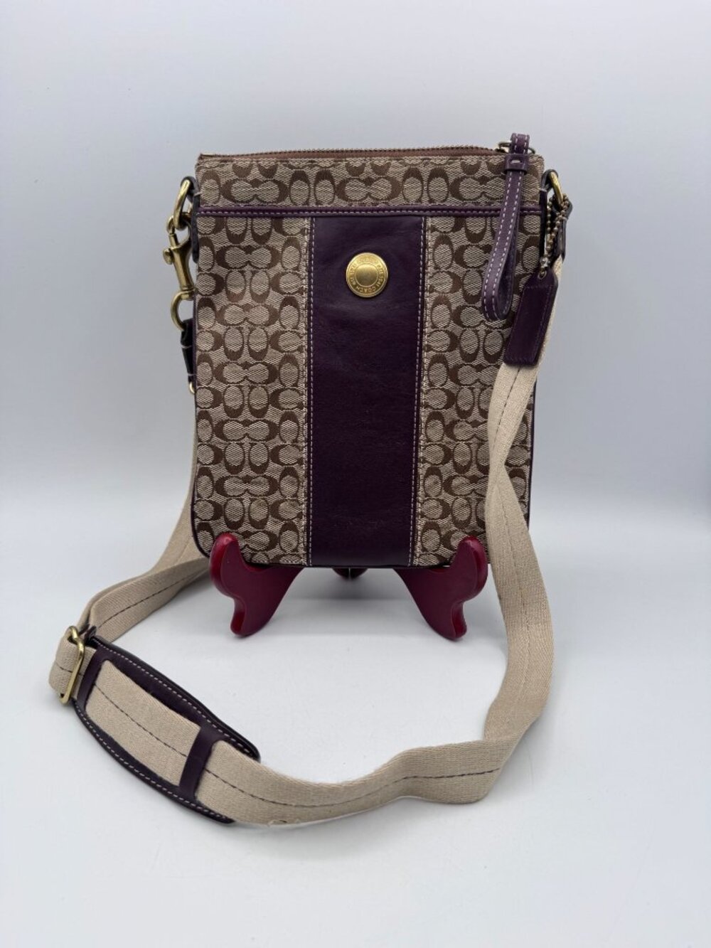 Coach Legacy Signature Jacquard Crossbody Bag Adjustable Strap Classic Logo